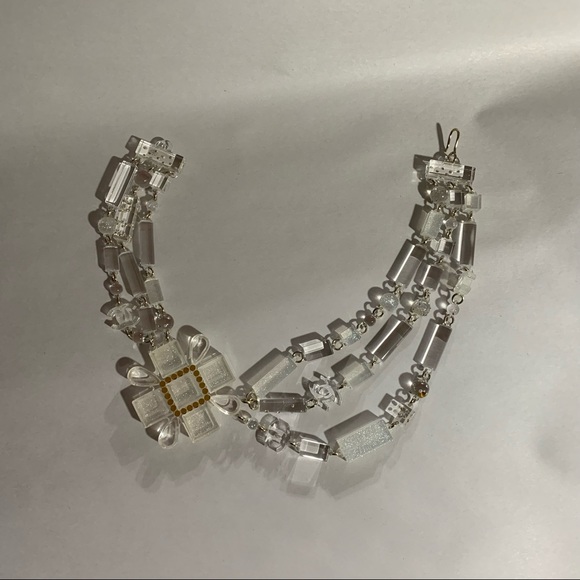 RARE! auth CHANEL triple strand CC logo Italian Resin STATEMENT bib NECKLACE A94 - Picture 11 of 16